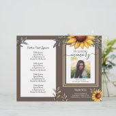 Begroting zonnebloem Simple Photo Funeral Program (Staand voorkant)