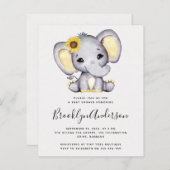 BEGROTING Zonnebloem Uitnodiging tot Baby shower (Voorkant / Achterkant)