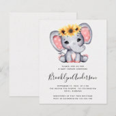 BEGROTING Zonnebloem Uitnodiging tot Baby shower (Voorkant / Achterkant)