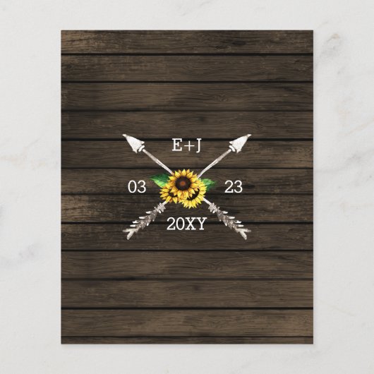 Begroting Zonnebloemen Antlers Uitnodiging tot huw (Achterkant)