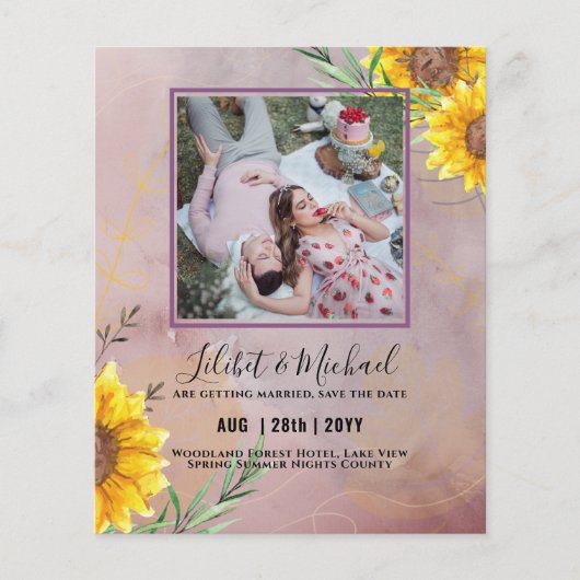 BEGROTING Zonnebloemen FOTO Bewaren Datum plannen  (Voorkant)