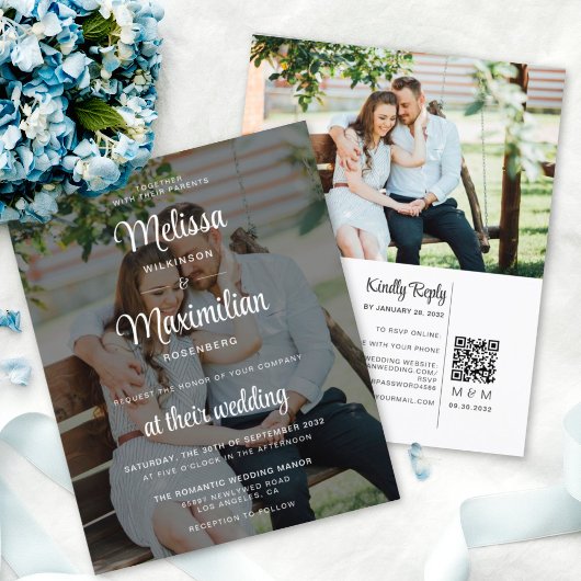 Begroting zwart transparant 2 foto QR-code RSVP