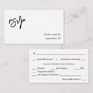 Begroting zwart-witkalligrafie 10 maaltijden informatiekaartje