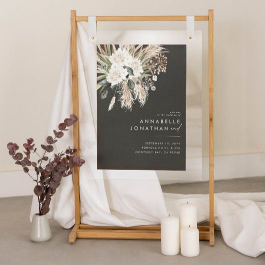 Begroting zwarte boho botanische moderne elegantbl poster