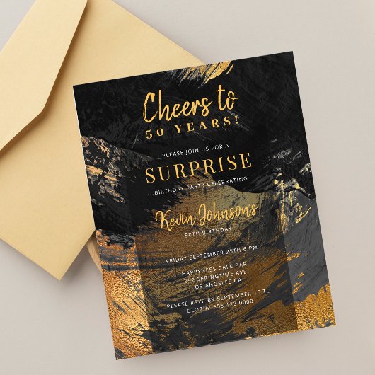 Begroting zwarte gouden uitnodiging voor 50e verja