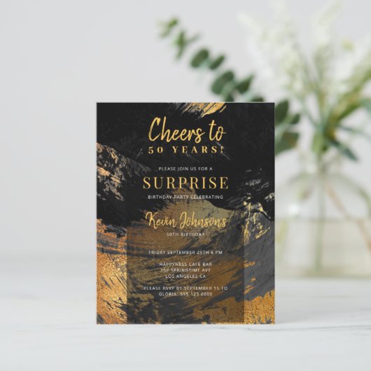 Begroting zwarte gouden uitnodiging voor 50e verja (Staand voorkant)