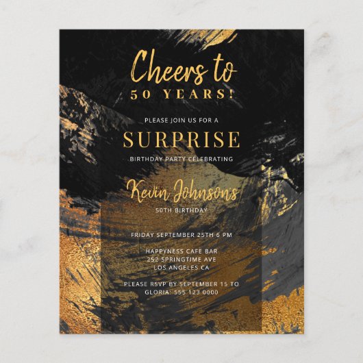 Begroting zwarte gouden uitnodiging voor 50e verja (Voorkant)