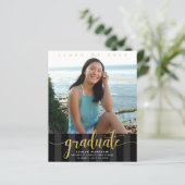 Begroting zwarte goudfoto afstuderen - uitnodiging (Staand voorkant)