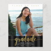 Begroting zwarte goudfoto afstuderen - uitnodiging (Voorkant)