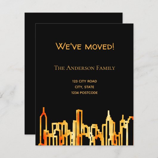 Begroting zwarte goudstad skyline - aankondiging (Voorkant / Achterkant)