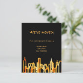 Begroting zwarte goudstad skyline - aankondiging (Staand voorkant)