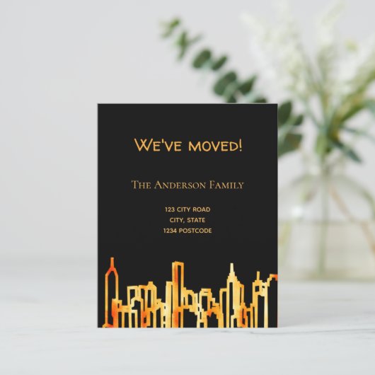 Begroting zwarte goudstad skyline - aankondiging (Staand voorkant)