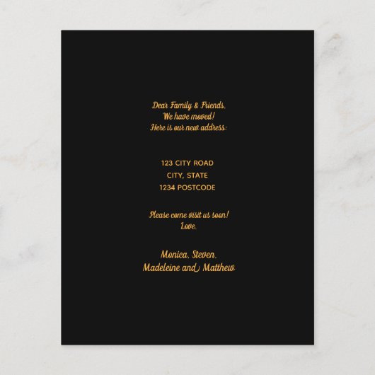 Begroting zwarte goudstad skyline - aankondiging (Achterkant)