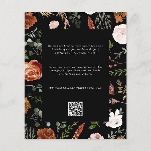 Begroting zwarte griebloem huwelijksuitnodiging flyer (Achterkant)