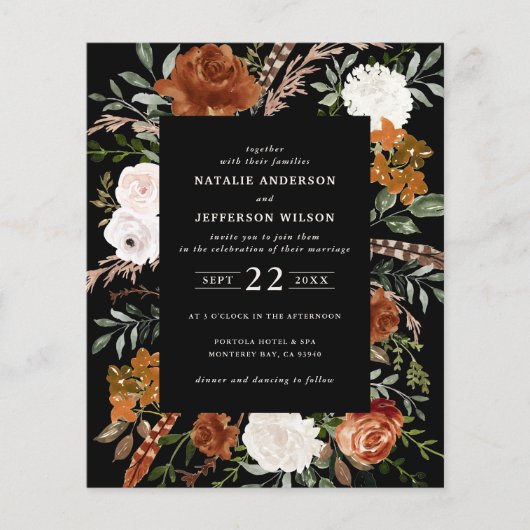 Begroting zwarte terracotta floral rustic elegant flyer (Voorkant)