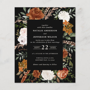 Begroting zwarte terracotta floral rustic elegant flyer