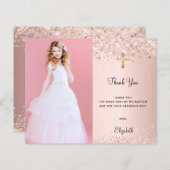 Begrotingbevestiging blush glitter foto bedankt (Voorkant / Achterkant)