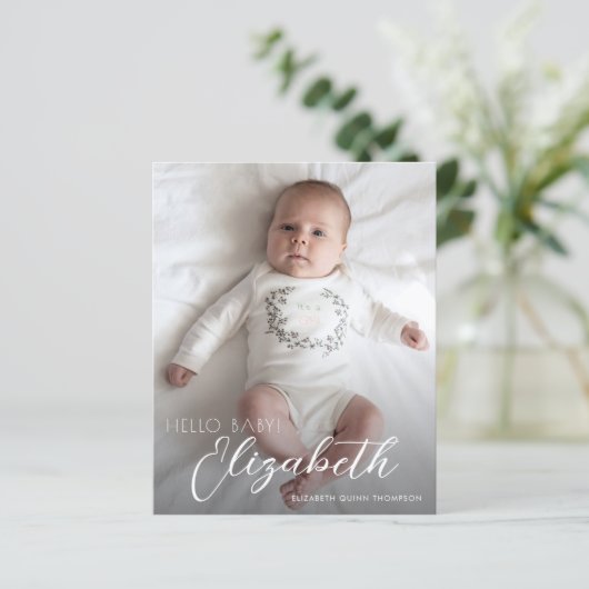 Begrotings-foto witboek geboorte aankondiging (Staand voorkant)