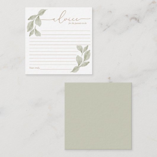 Begrotingsadvies Eucalyptus Baby shower Notitiekaartje (Voorkant / Achterkant)