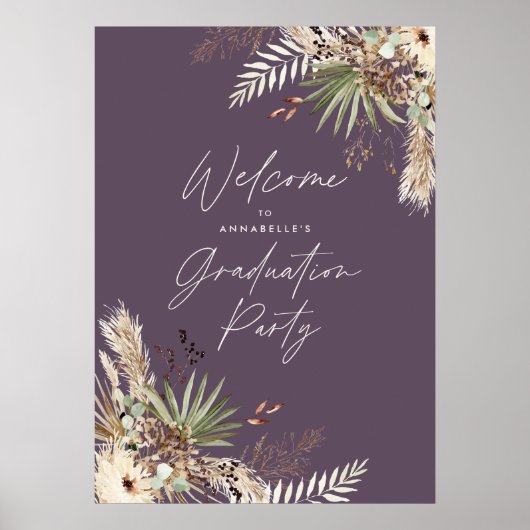 Begrotingsafstuderen pampas paarse moderne elegant poster (Voorkant)