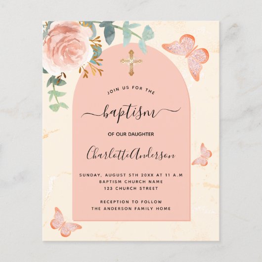 Begrotingsbaptisme eucalyptus roos florale vlinder (Voorkant)