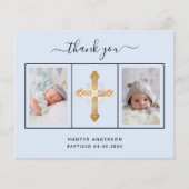 Begrotingsbaptisme lichtblauw fotojongetje bedankt (Voorkant)