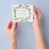 BEGROTINGSBEELD White Floral Save the Date Flyer (Hand)