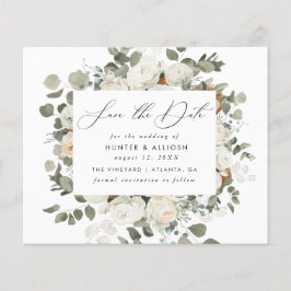 BEGROTINGSBEELD White Floral Save the Date Flyer