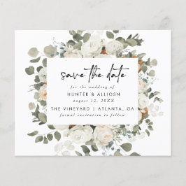 BEGROTINGSBEELD White Floral Save the Date Flyer