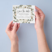 BEGROTINGSBEELD White Floral Save the Date Flyer (Hand)