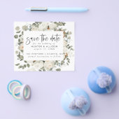 BEGROTINGSBEELD White Floral Save the Date Flyer (Enkel)