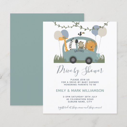 Begrotingsbeleid Baby shower Safari Animal Green (Voorkant / Achterkant)