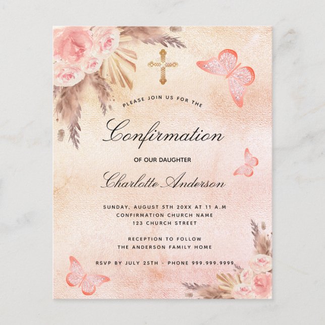 Begrotingsbevestiging blush butterfly pampas gras (Voorkant)