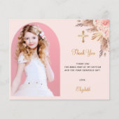 Begrotingsbevestiging blush pampas foto bedankt (Voorkant)