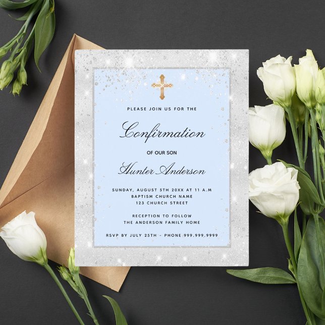 Begrotingsbevestiging zilverblauw glitterkruis (Creator heeft geüpload)