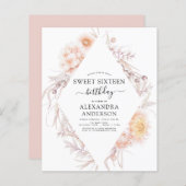 Begrotingsbezuiniging Boho Dusty Pink Floral Birth (Voorkant / Achterkant)