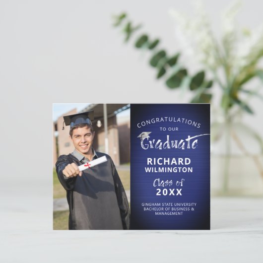 Begrotingscongressen Afstuderen Navy Blue-aankondi (Staand voorkant)