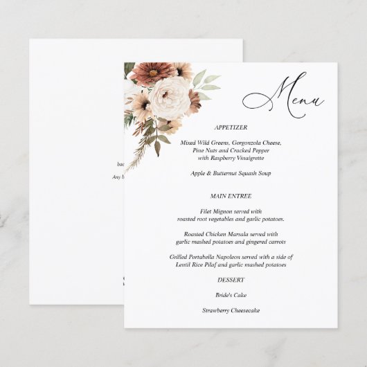 Begrotingscontrole neutraal menu Boho Floral (Voorkant / Achterkant)