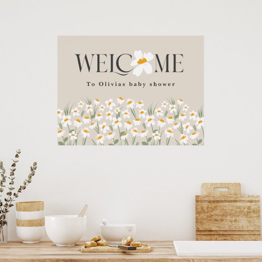 Begrotingsdagblad floral elegant baby shower welko poster (Keuken)