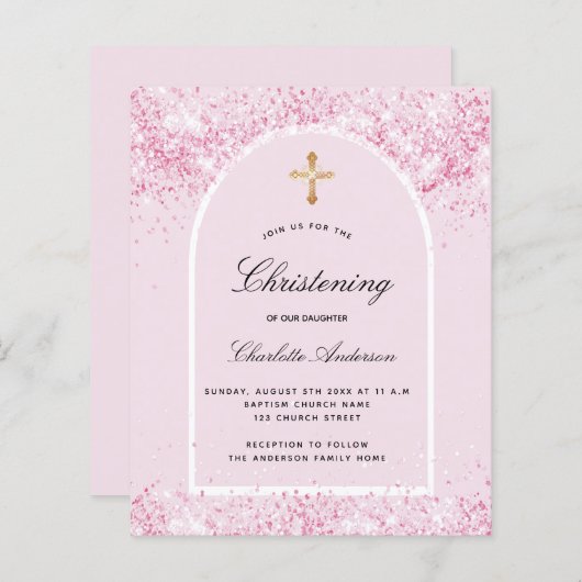 Begrotingsdoend zwart roze glitter arch (Voorkant / Achterkant)