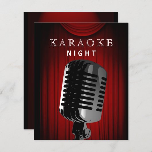 Begrotingsfase uitnodiging voor Karaoke Night Part (Voorkant / Achterkant)