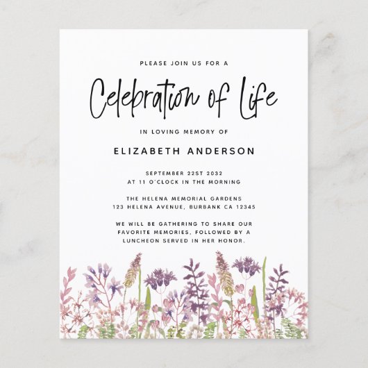 BEGROTINGSfeest van het leven | Wilde bloem (Voorkant)