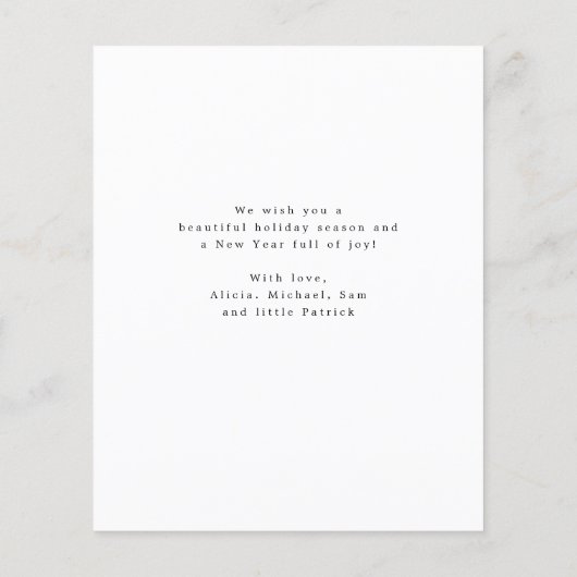 Begrotingsfoto prettige feestdagen zwart wenskaart flyer (Achterkant)