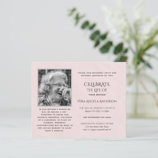 BEGROTINGSFOTO Viering van het Leven UITNODIGINGEN (Staand voorkant)