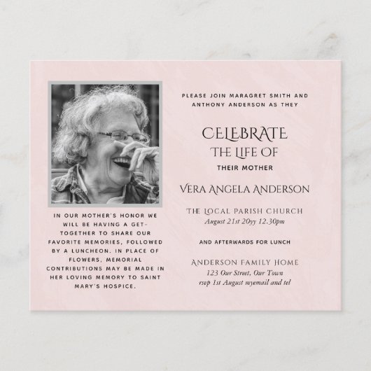 BEGROTINGSFOTO Viering van het Leven UITNODIGINGEN (Voorkant)