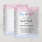 Begrotingsgender laat roze blauwe zilverglitter zi (Voorkant / Achterkant)