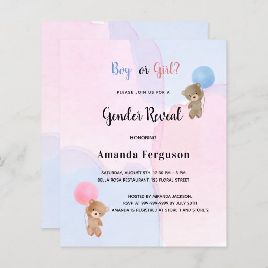 Begrotingsgender laat zien dat tedy een roze blauw (Voorkant / Achterkant)