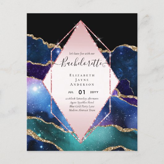BEGROTINGSGlitter AGATE BACHELORETTE Party nodigt  Flyer (Voorkant)
