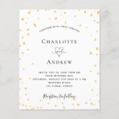 Begrotingsgoud harten witte trouwuitnodiging (Voorkant)