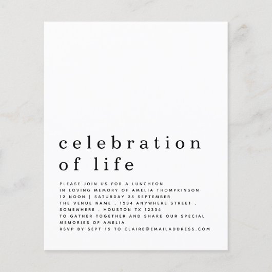 Begrotingsherdenking van de uitnodiging tot het in (Voorkant)